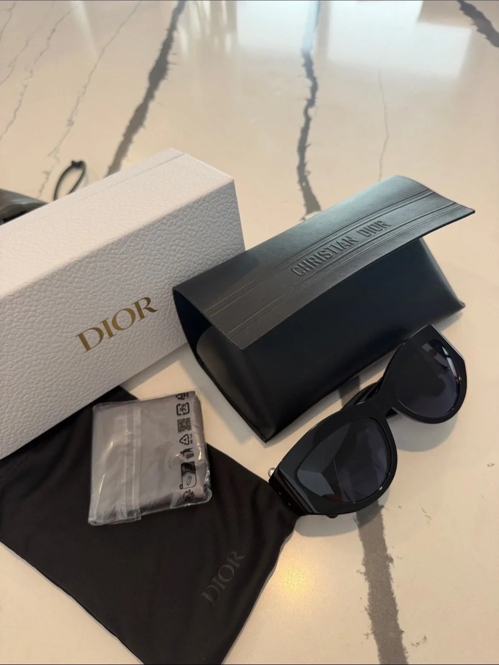 Dior Black Cat-Eye Sunglasses with Dark Lenses